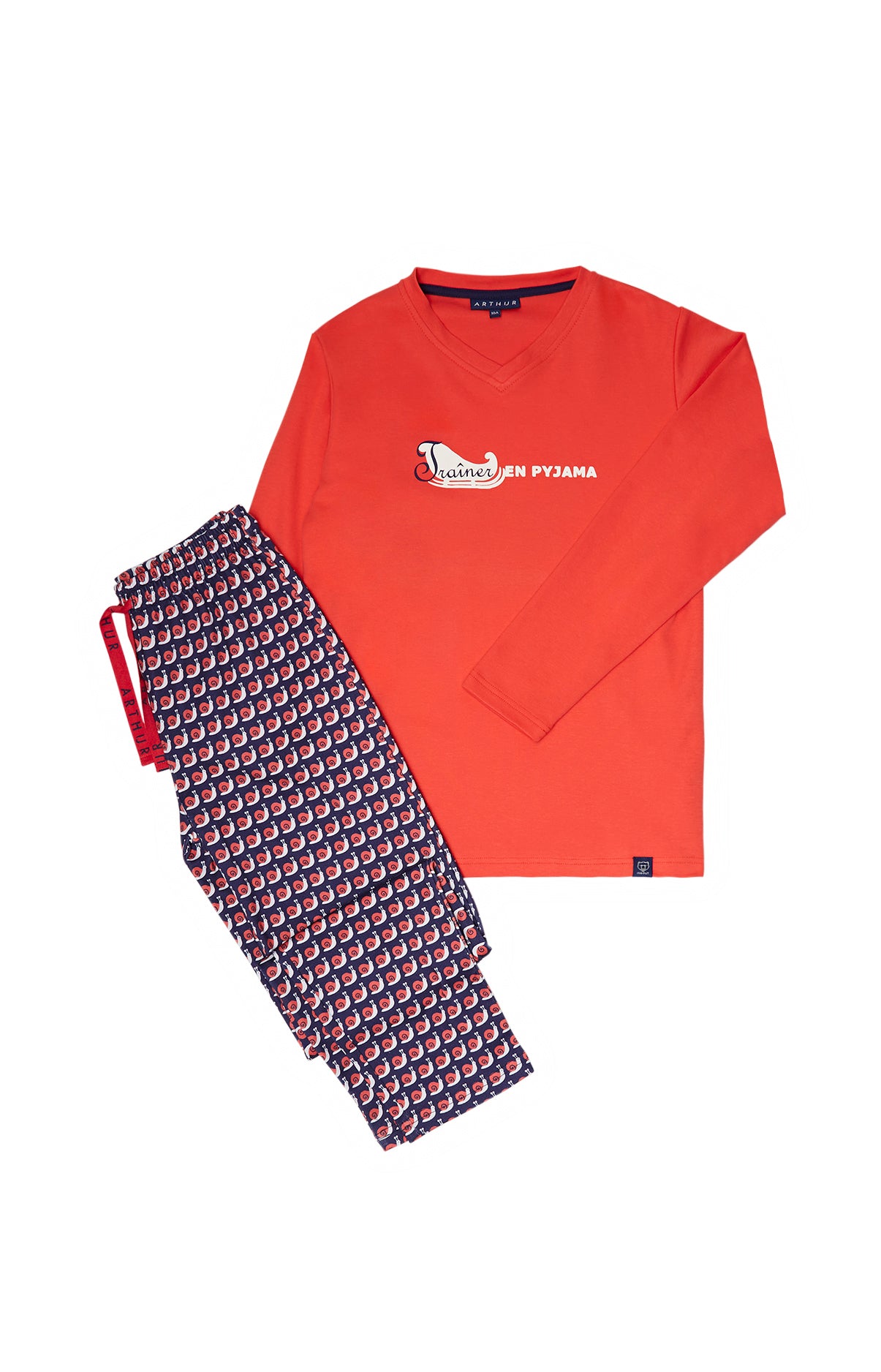 arthur-bob-slow-pyjama-long-enfant-coton-bio-rouge image 3