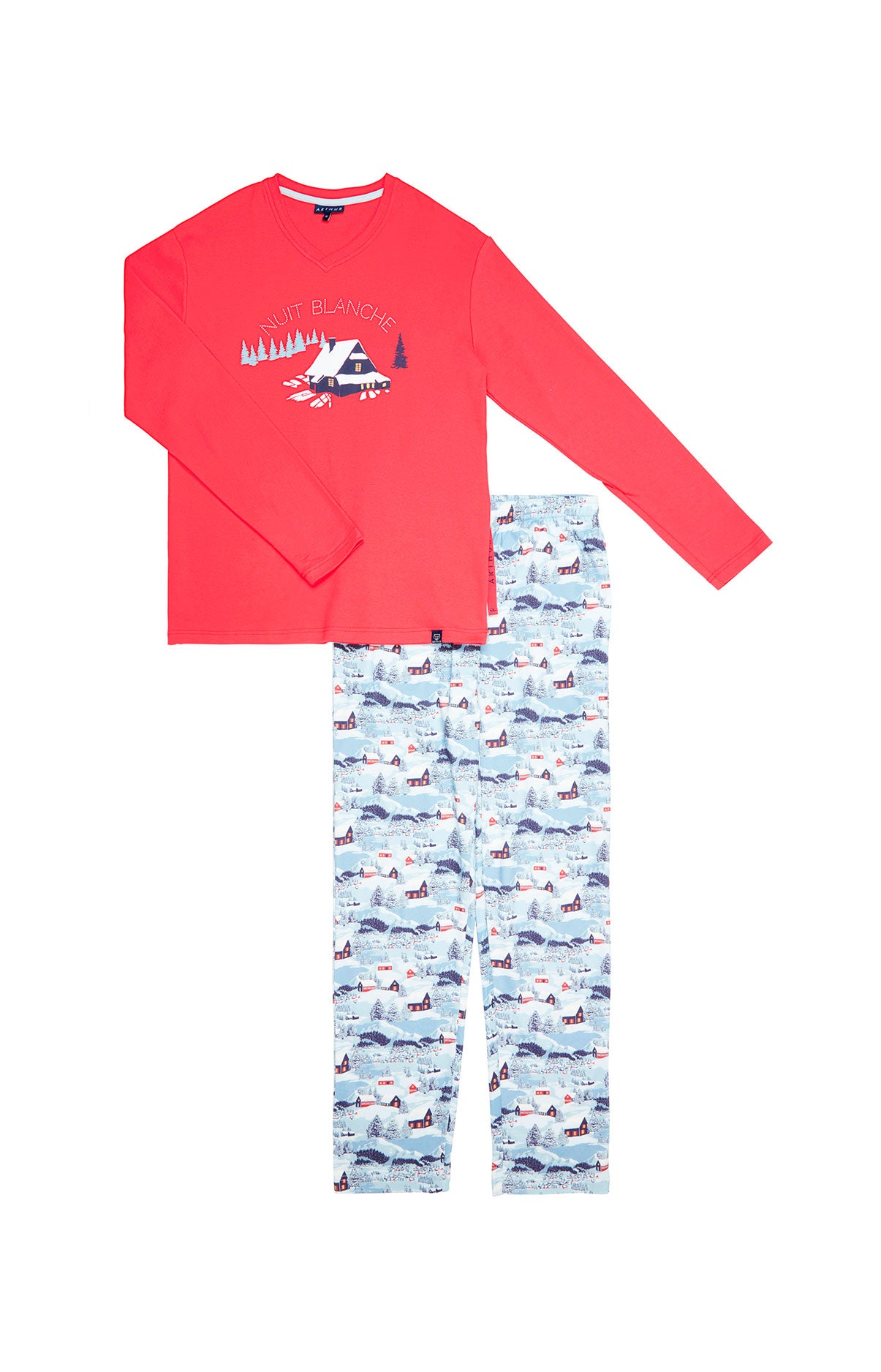 arthur-bob-petits-chalets-pyjama-homme-bleu-coton-bio image 3
