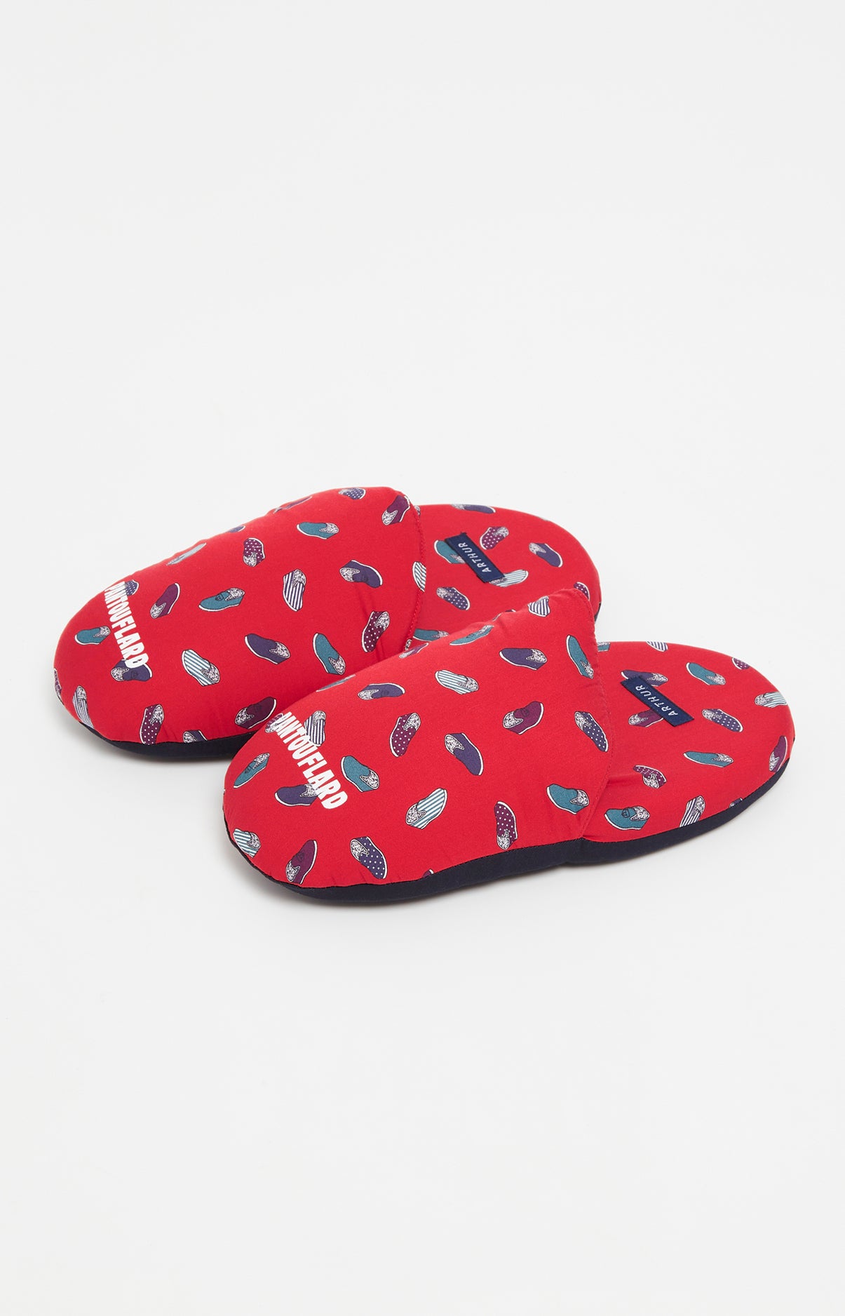 arthur-bob-pantouflard-pantoufles-homme-rouge-coton-bio image 1
