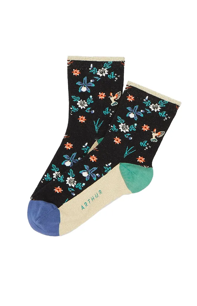 arthur-bob-colibri-chaussettes-femme-noir-coton image 1