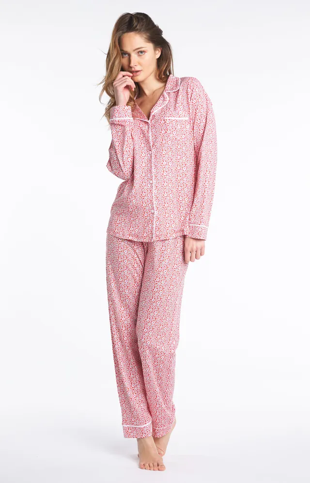 arthur-bob-marguerite-pyjama-femme-rouge-floral-coton image 1