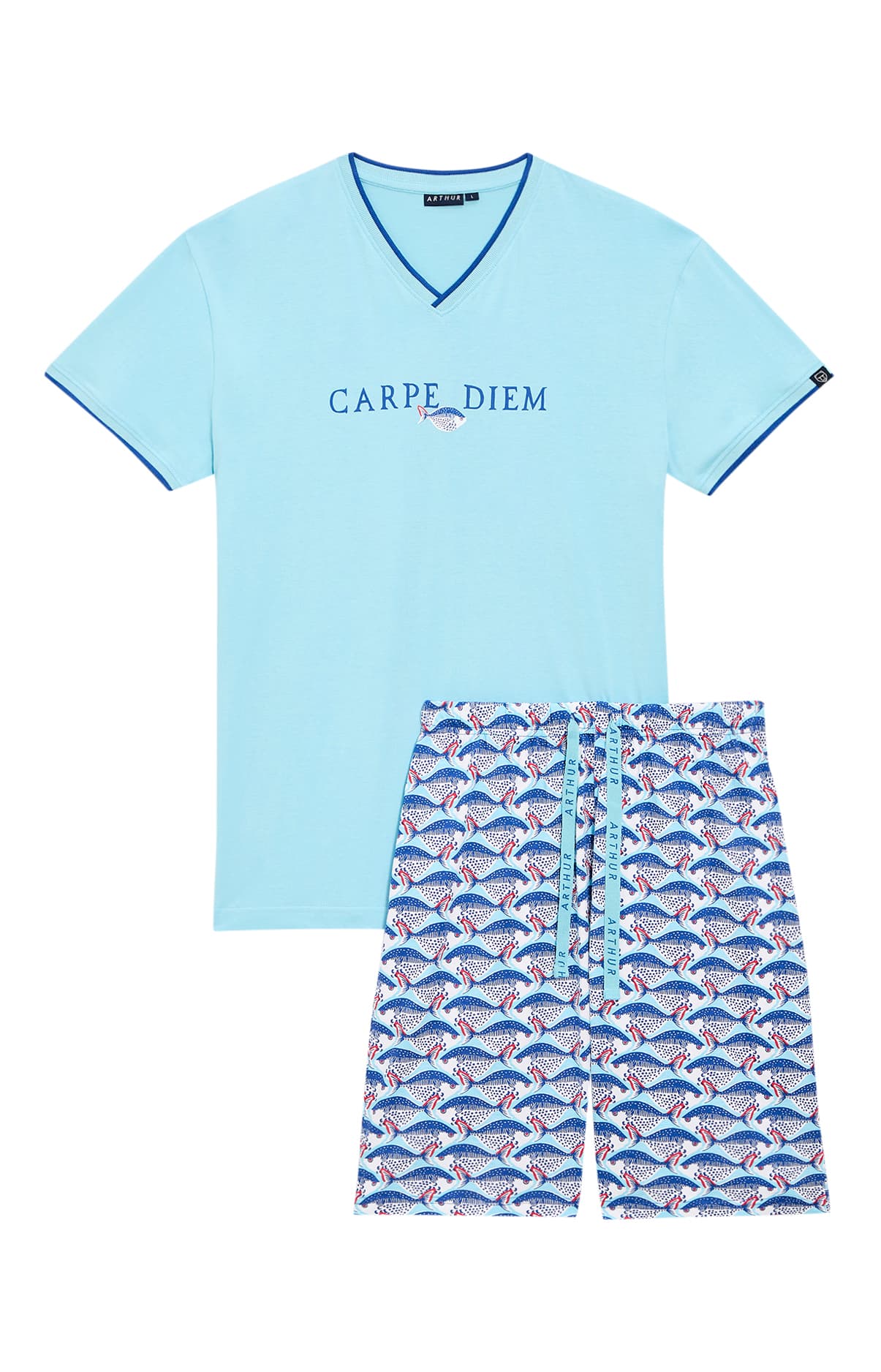 arthur-bob-carpe-diem-pyjashort-homme-coton-bio-bleu image 3