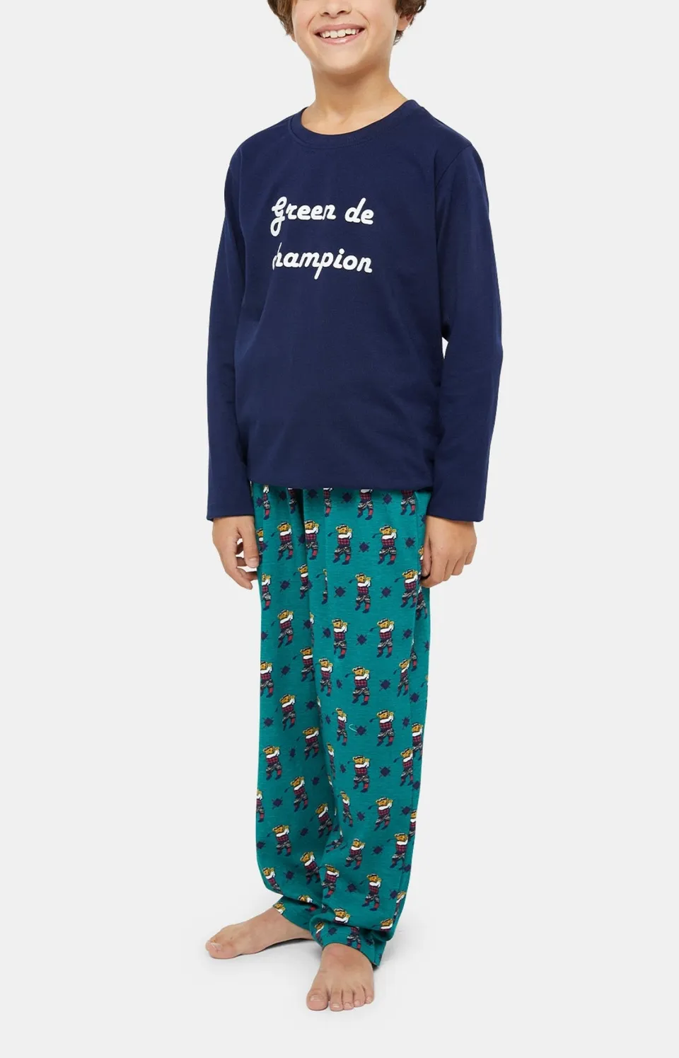 arthur-bob-pyjama-enfant-green-de-champion-sapin-coton image 1