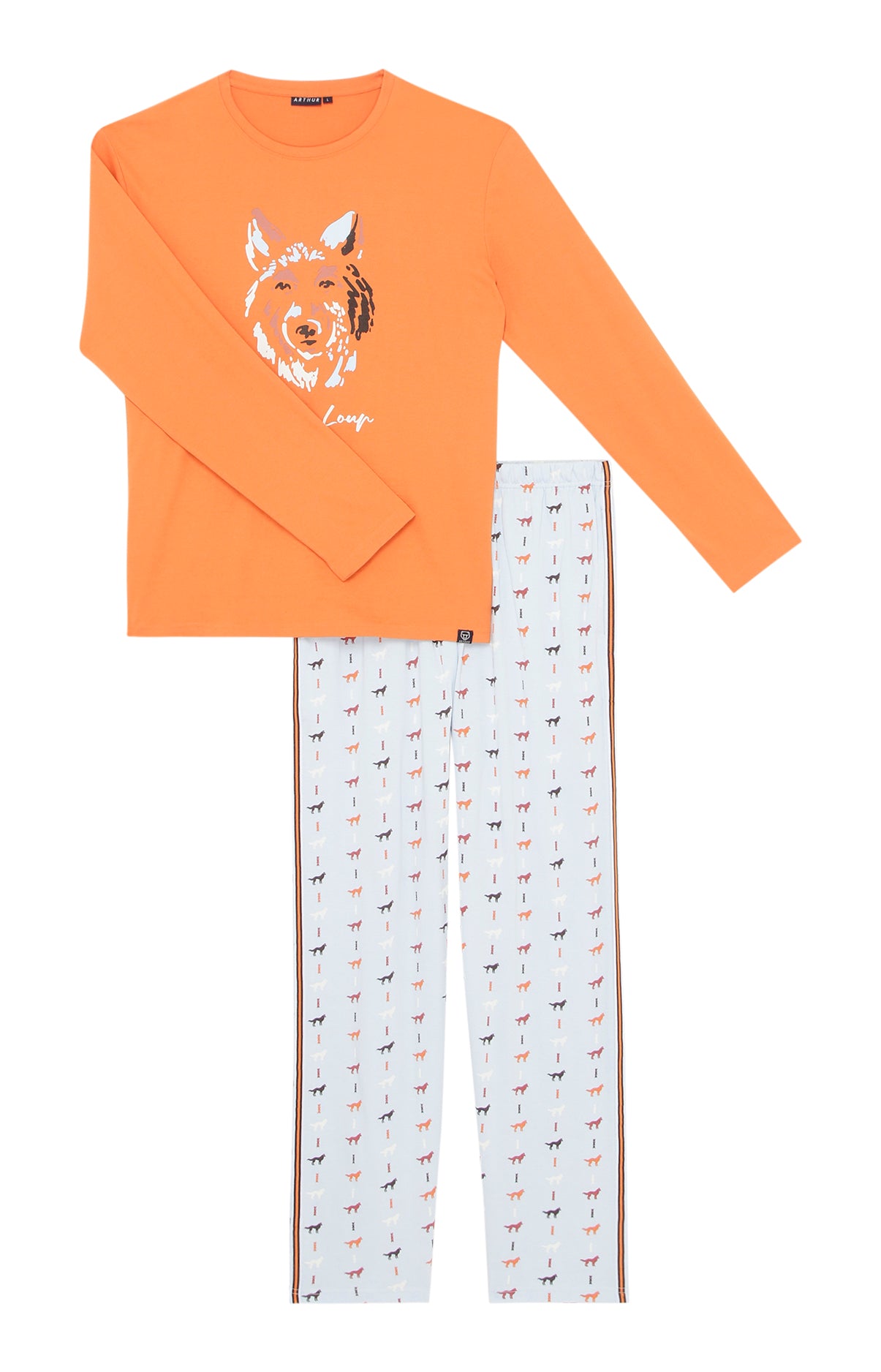 arthur-bob-jeune-loup-pyjama-homme-ciel-coton-bio image 3