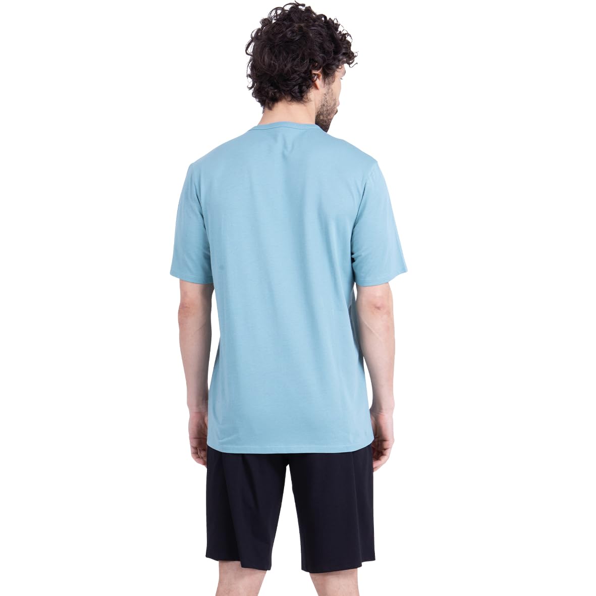 athena-ecopack-pyjama-court-homme-coton-noir-manches-courtes image 3