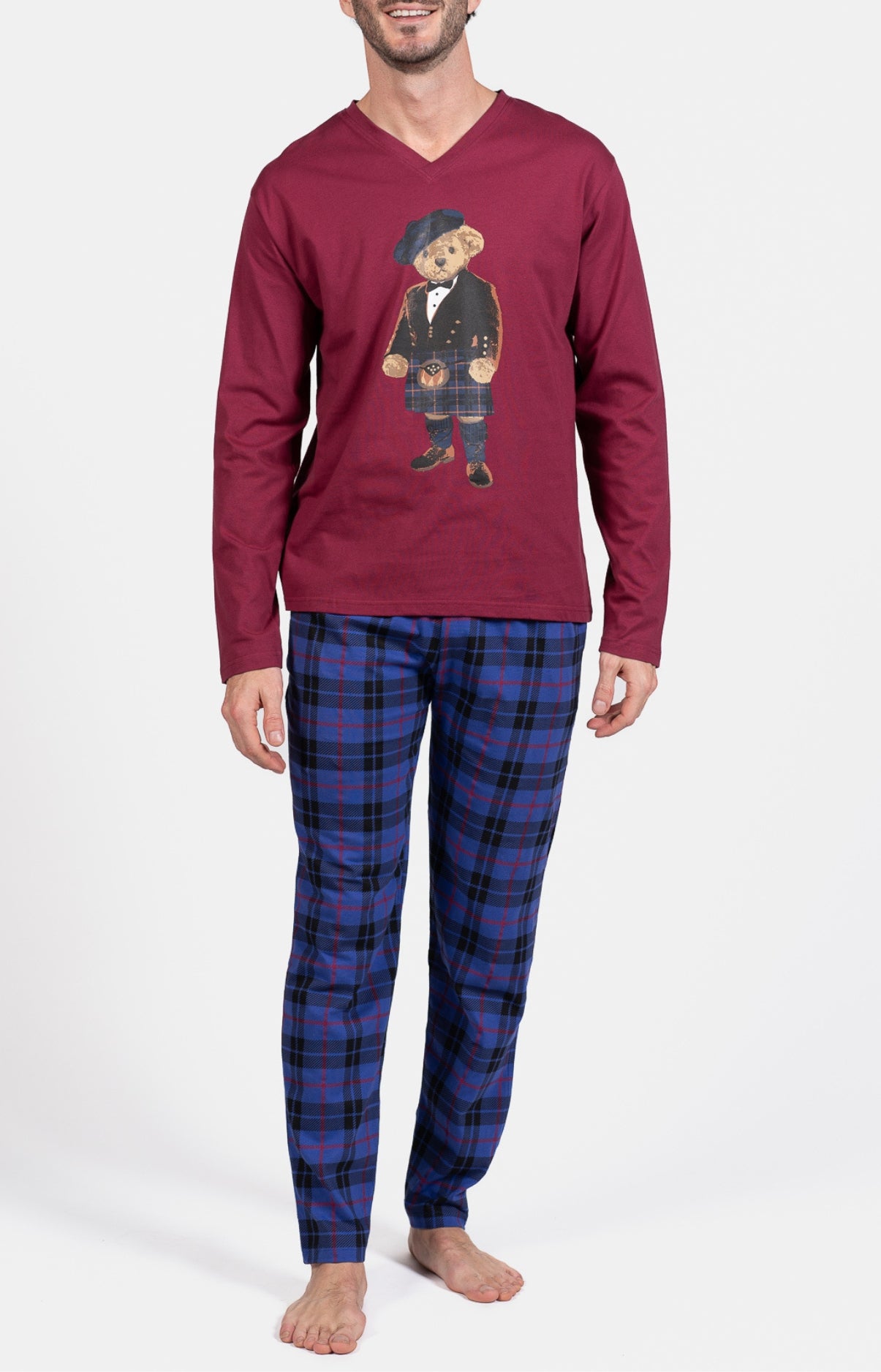 arthur-bob-boston-pyjama-long-coton-homme-marine image 1