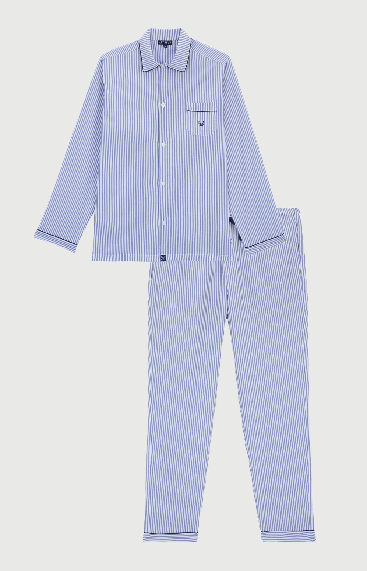 arthur-bob-rayure-bleue-pyjama-homme-bleu-coton-bio image 3