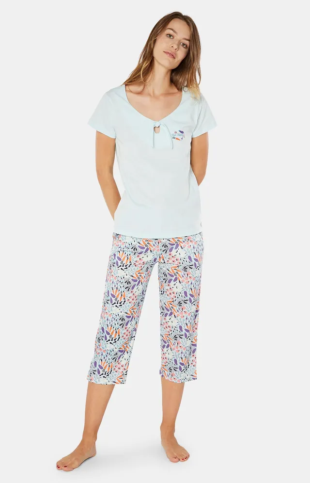 arthur-bob-potager-pyjama-corsaire-femme-coton-bio-bleu image 1