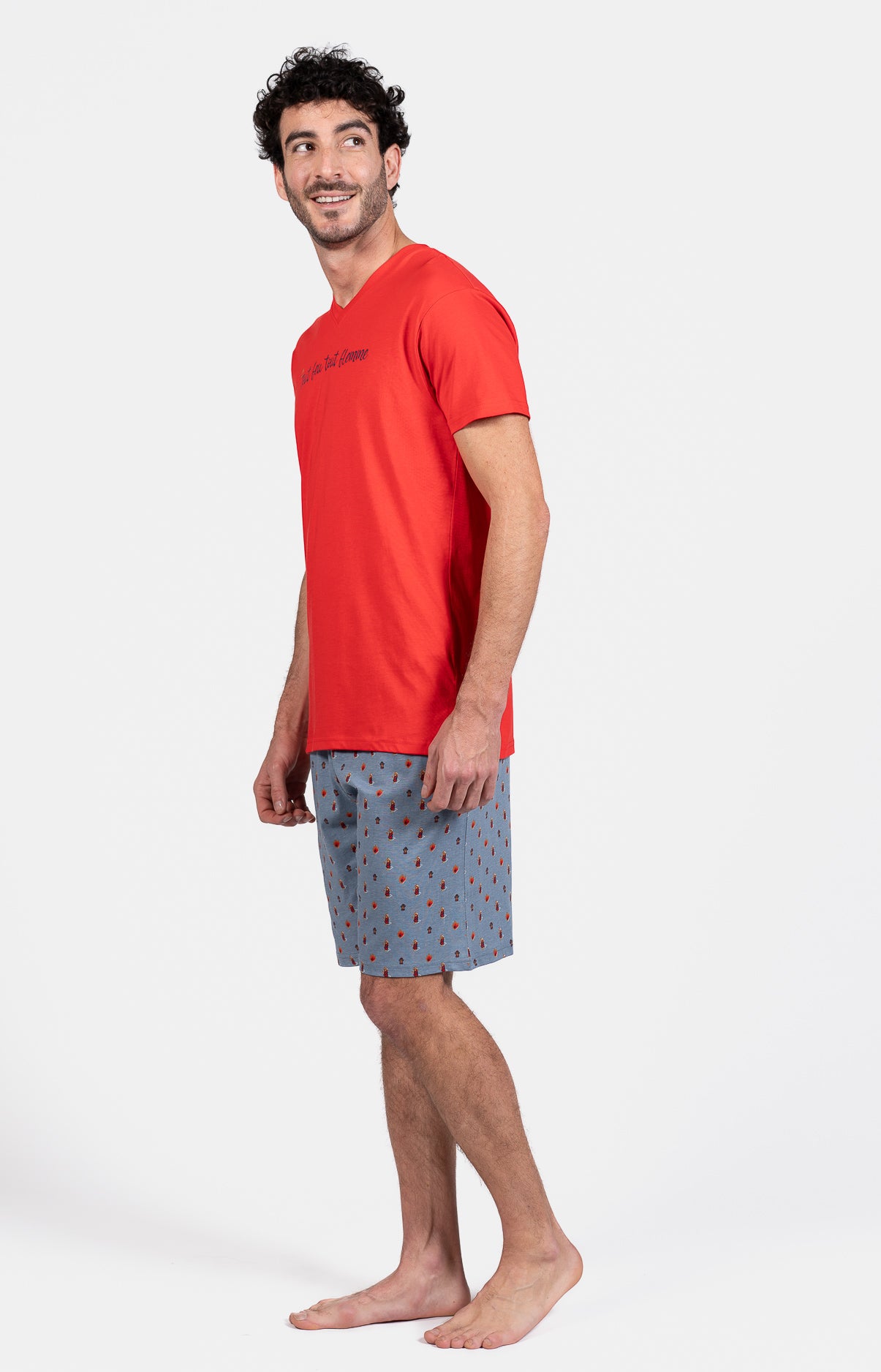 arthur-bob-pompier-pyjashort-homme-jean-coton image 5