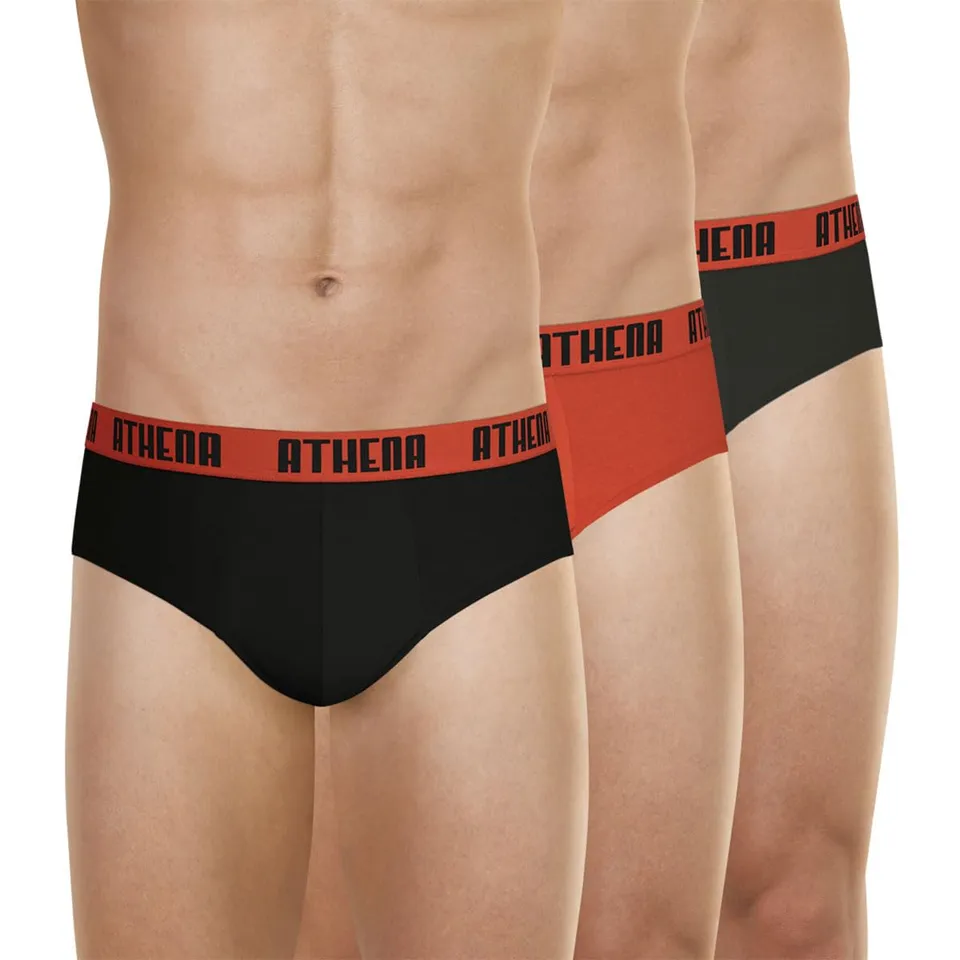athena-ecopack-lot-3-slips-homme-coton-noir-rouge-anthracite image 1