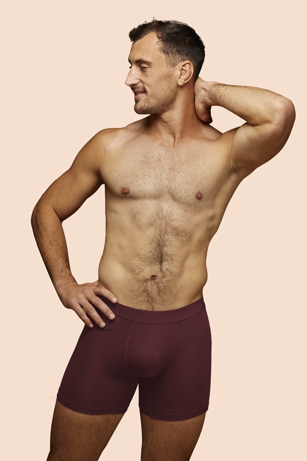 p-trone-boxer-sport-mi-long-homme-bordeaux-tencel image 1