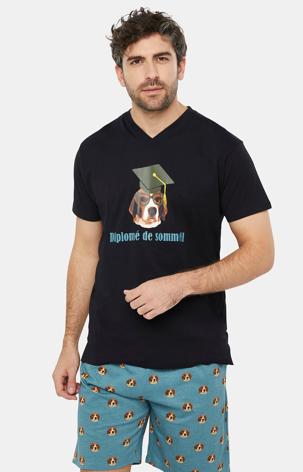 arthur-bob-beagle-pyjashort-coton-homme-acier image 5