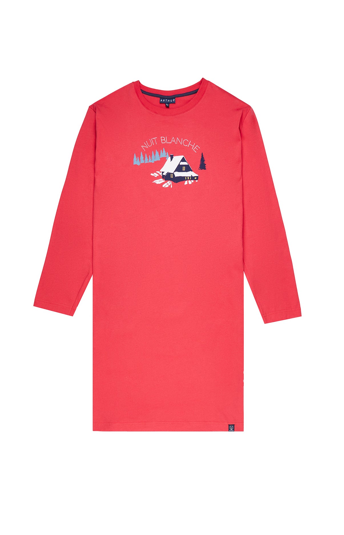 arthur-chalets-maxi-tee-shirt-nuit-coton-rouge image 3