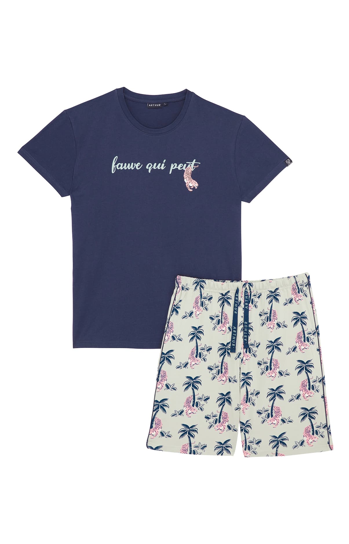 arthur-bob-fauve-qui-peut-pyjashort-homme-kaki-coton-bio image 3