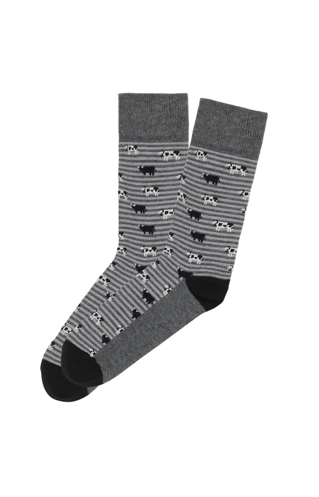 arthur-bob-chaussettes-vache-noir-gris-coton image 1