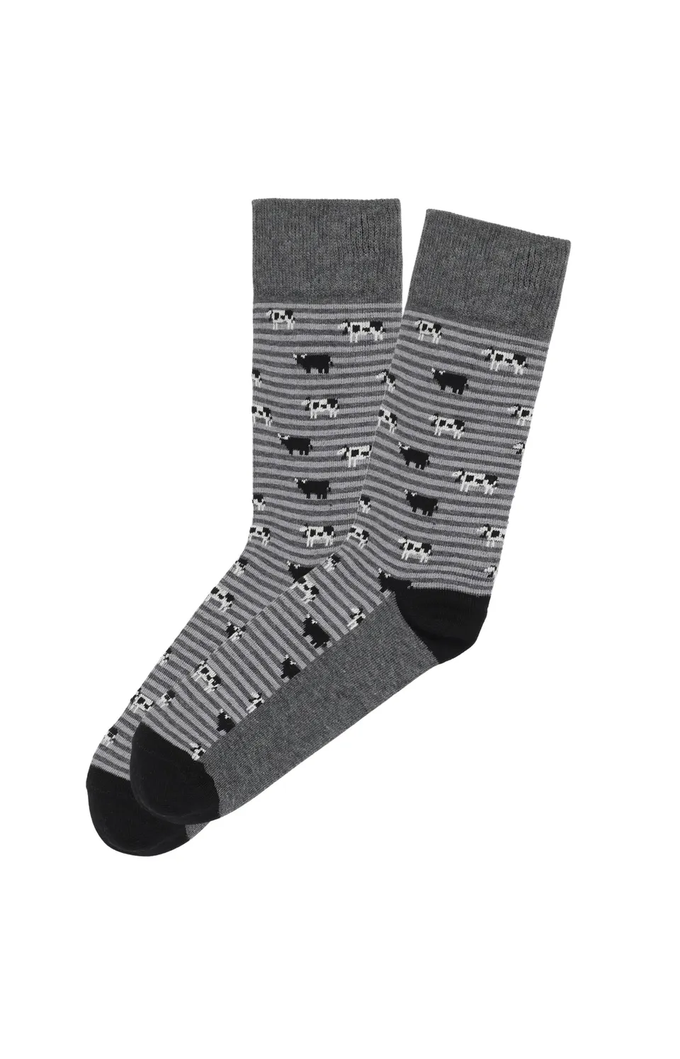 arthur-bob-chaussettes-vache-noir-gris-coton image 1