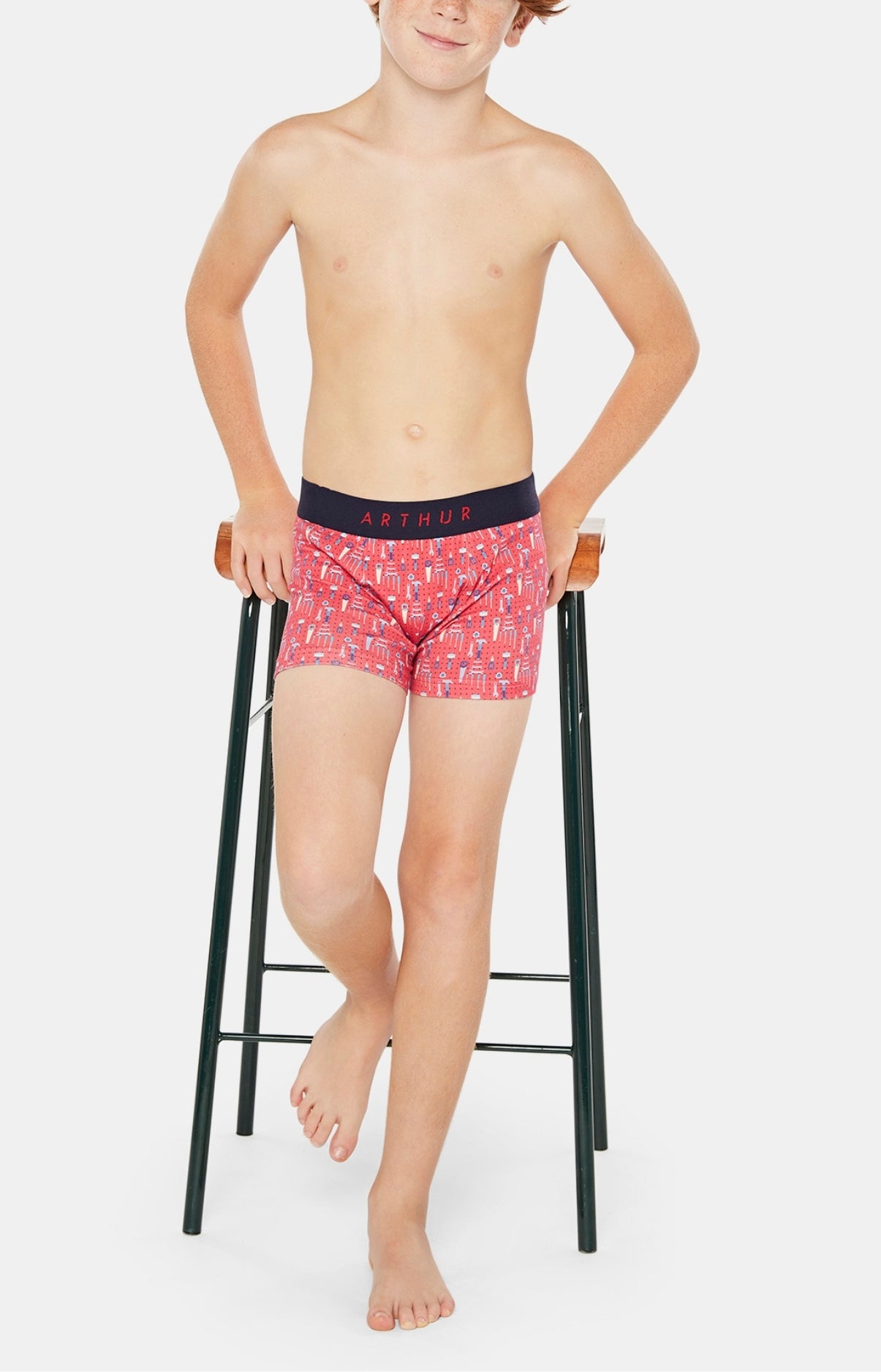 arthur-bob-boxer-enfant-bricolage-rouge-coton-bio-gar-on image 2