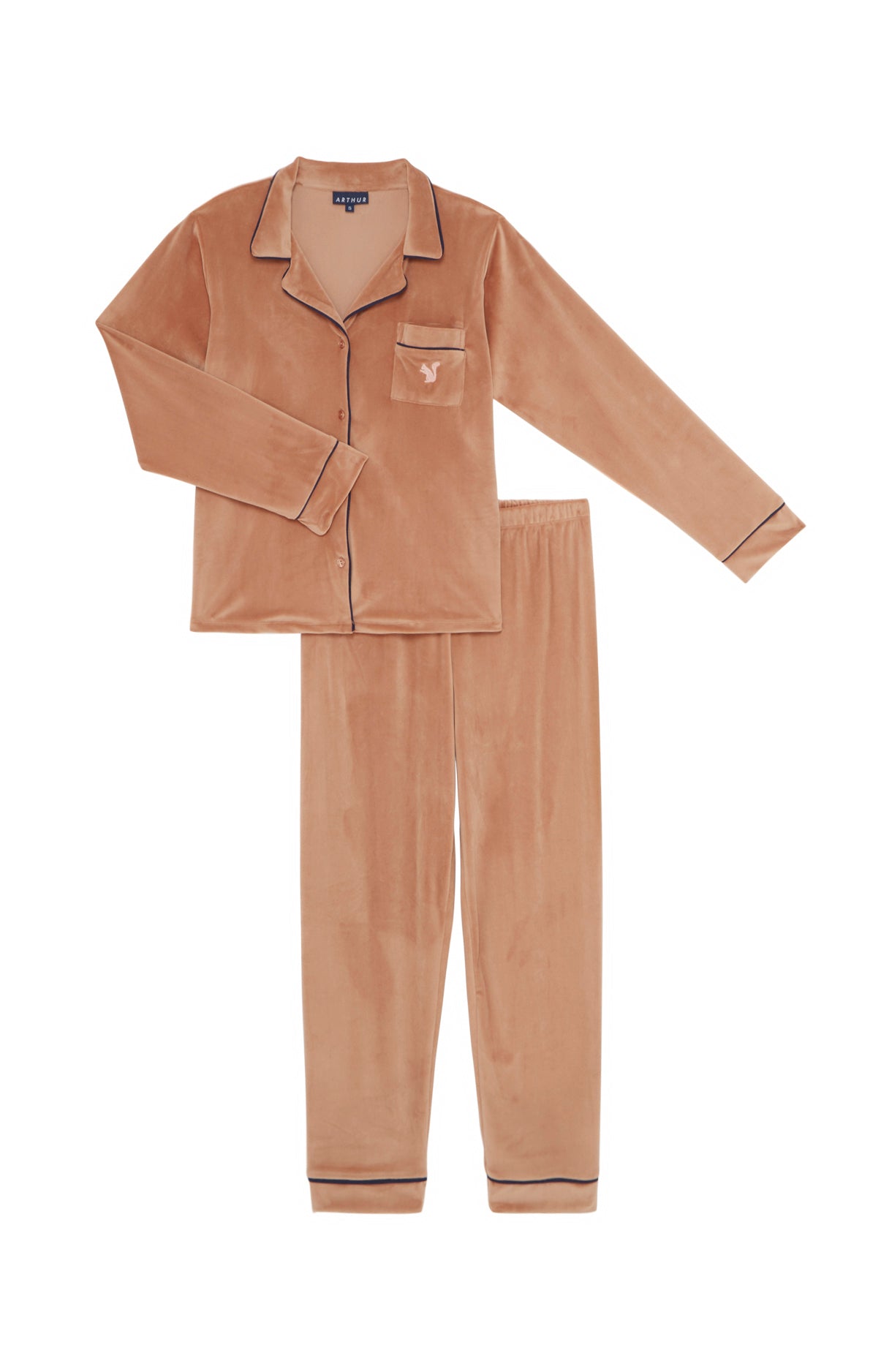 arthur-bob-caramel-pyjama-velours-caramel-boutonn-femme image 3