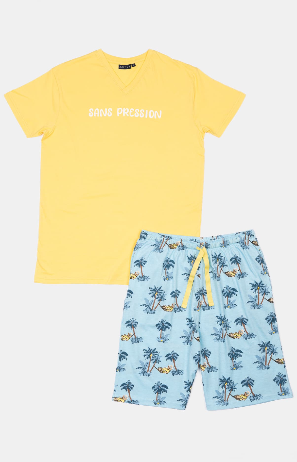 arthur-bob-pas-de-pression-pyjashort-homme-lagon-coton image 3