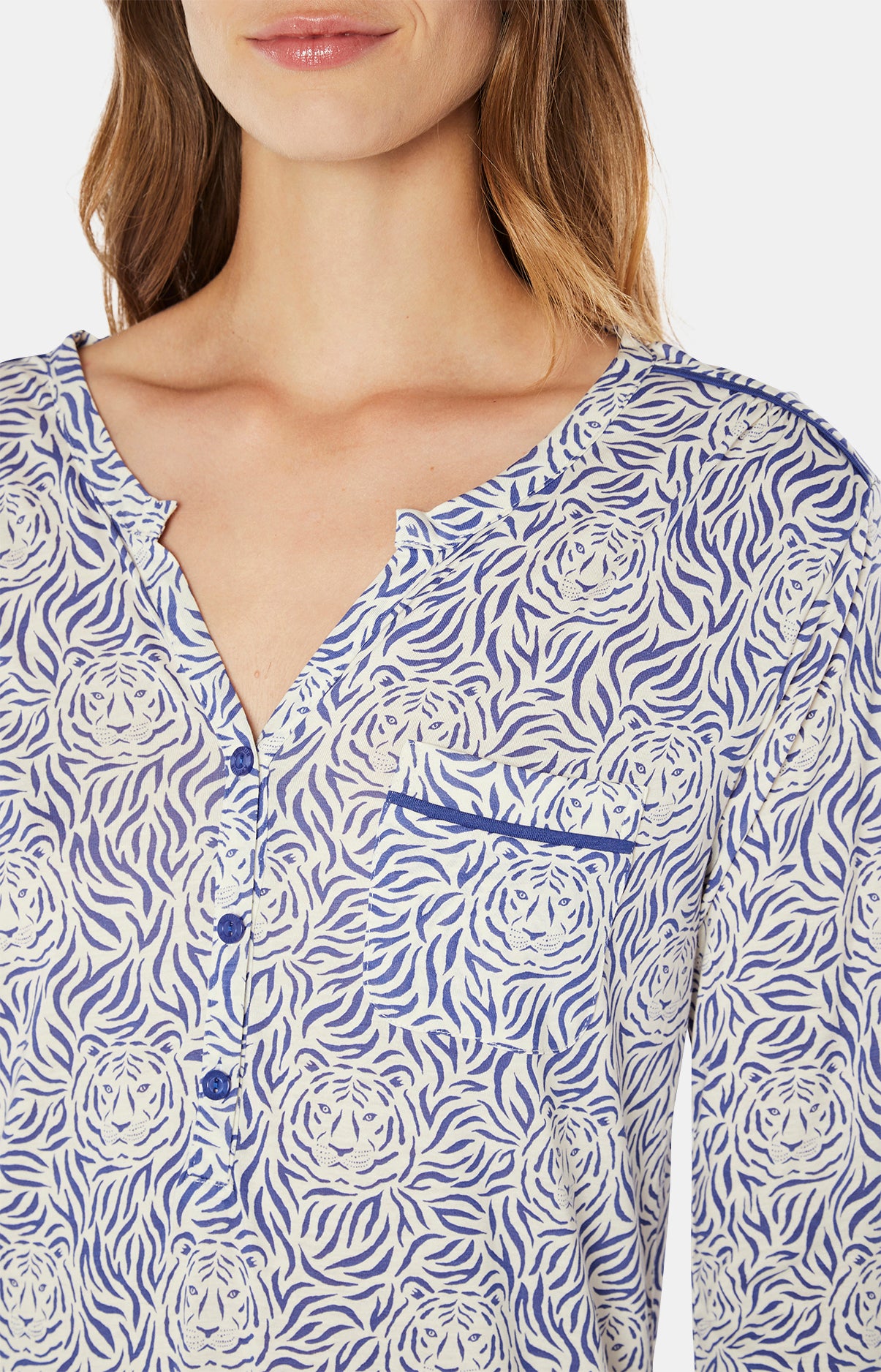 arthur-bob-tigre-liquette-femme-bleue-lyocell-manches-3-4 image 6