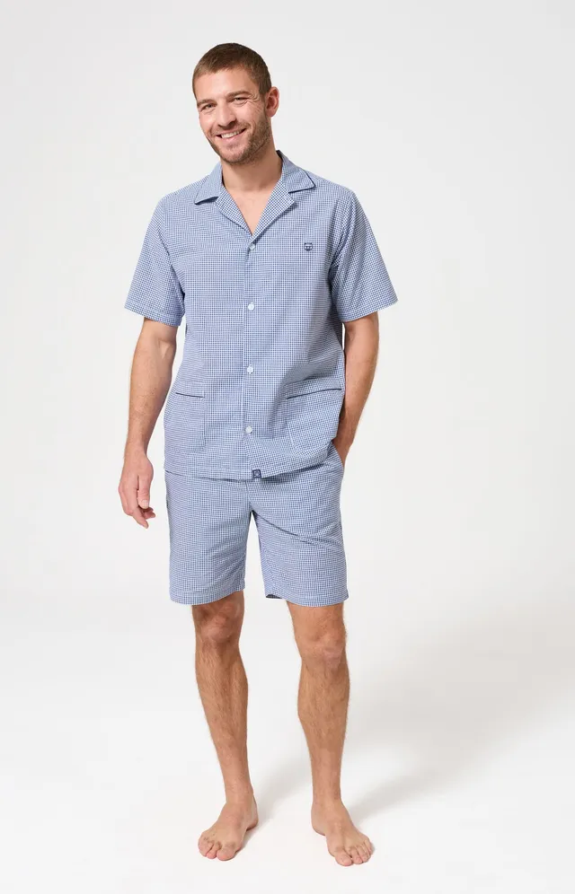 arthur-bob-vichy-pyjama-court-coton-homme-marine image 1