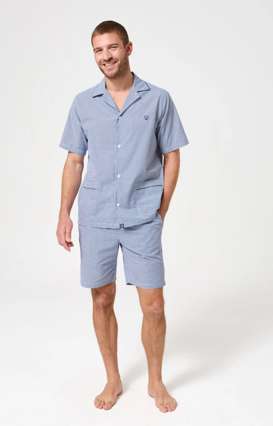 arthur-bob-vichy-pyjama-court-coton-homme-marine image 1