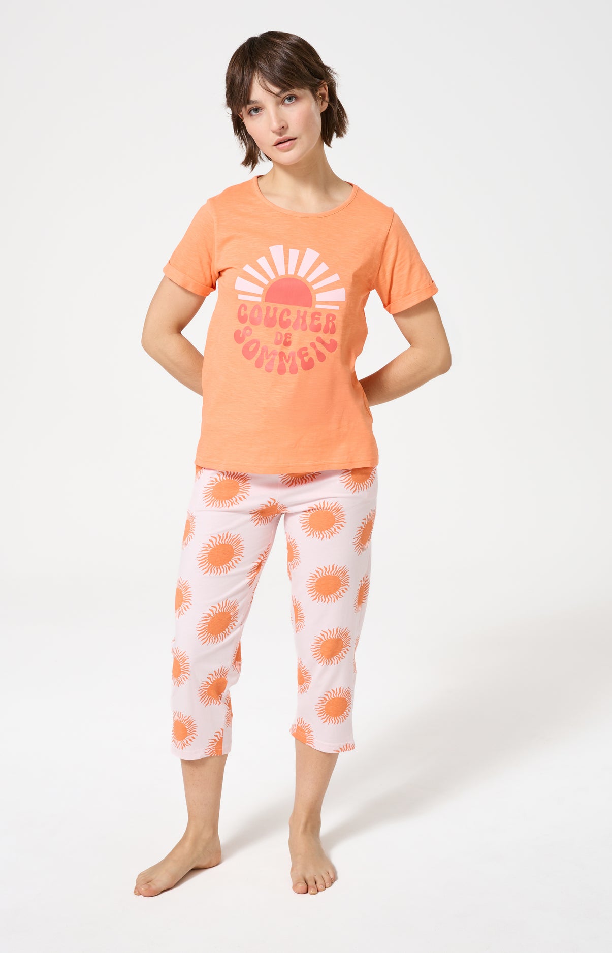 arthur-bob-coucher-de-sommeil-pyjama-abricot-coton-bio image 1