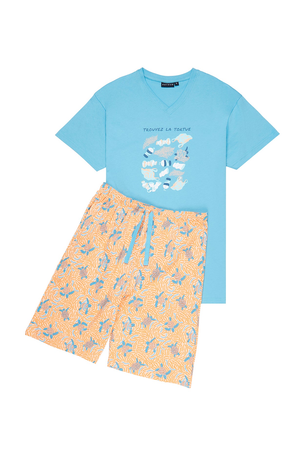 arthur-bob-tortue-pyjashort-coton-orange image 3