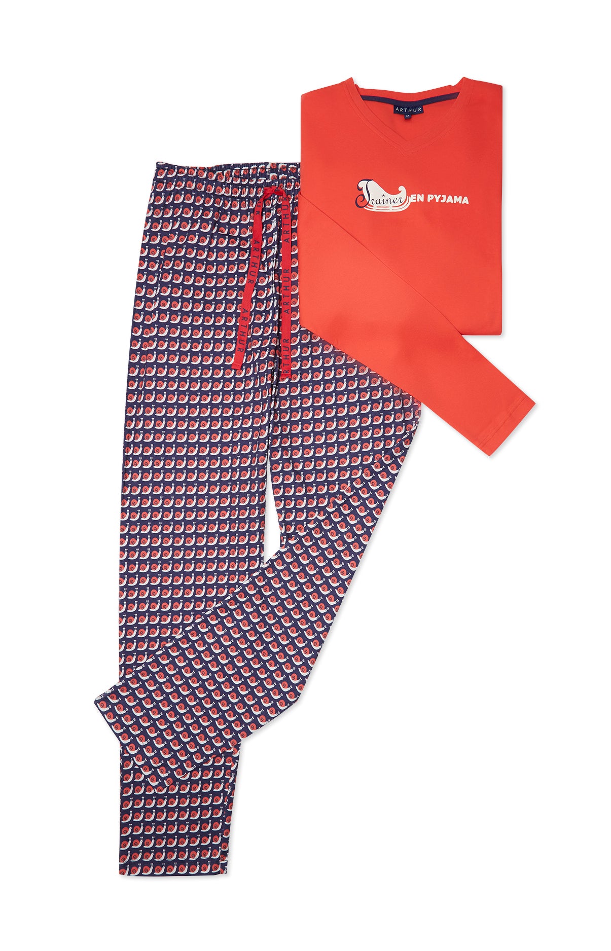 arthur-bob-trainer-pyjama-long-homme-rouge-coton-bio image 3