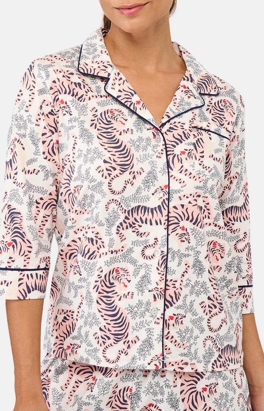 arthur-bob-tigre-pyjama-court-femme-blanc-coton-bio image 2