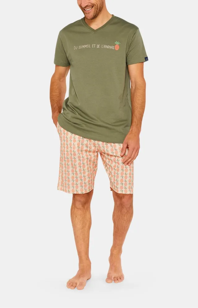arthur-bob-pyjashort-ananas-coton-bio-orange-homme image 1