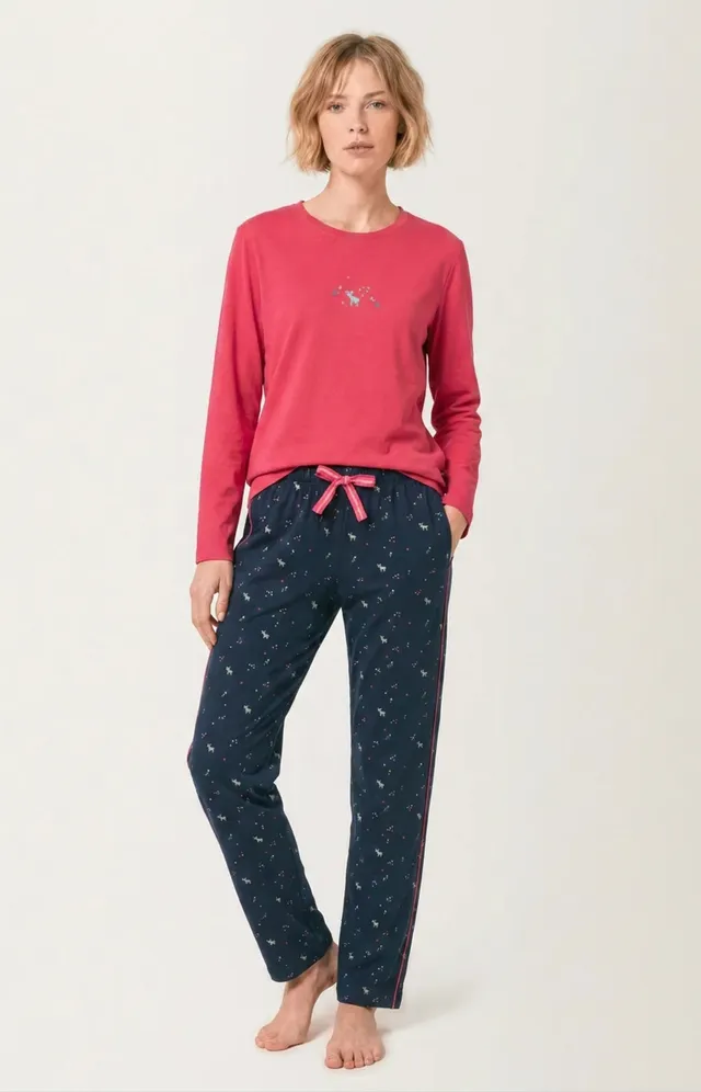arthur-bob-cerf-d-hiver-pyjama-femme-marine-coton-bio image 1