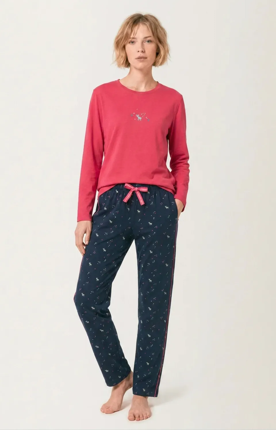 arthur-bob-cerf-d-hiver-pyjama-femme-marine-coton-bio image 1