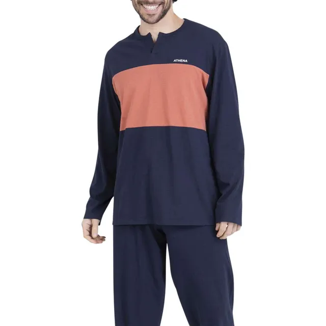 athena-easy-bio-pyjama-long-homme-coton-bio-col-ouvert image 1