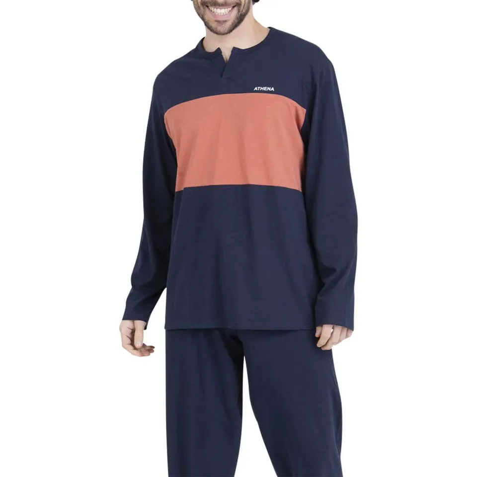athena-easy-bio-pyjama-long-homme-coton-bio-col-ouvert image 1