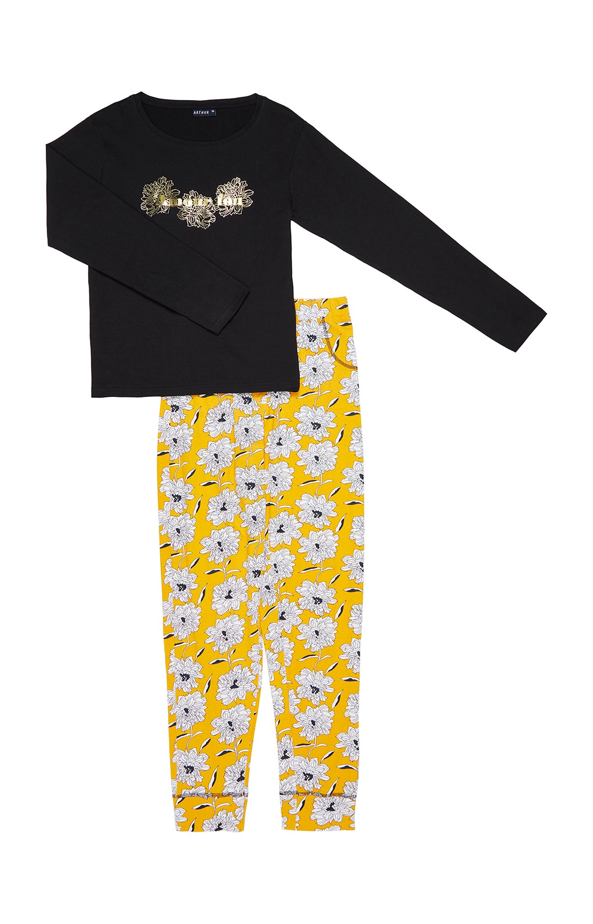 arthur-bob-simone-pyjama-long-femme-jaune-coton image 3