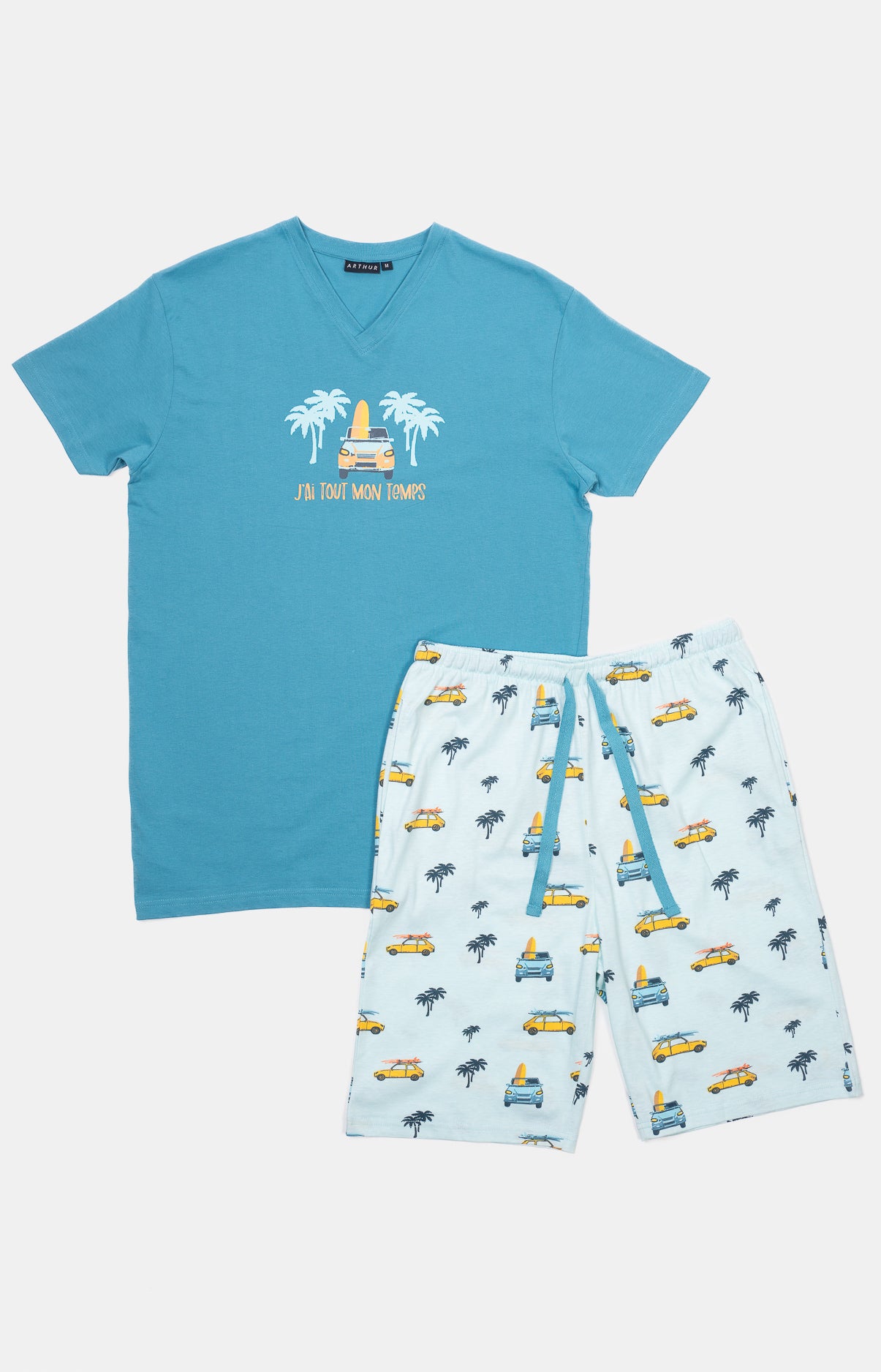 arthur-bob-voiture-pyjashort-homme-coton-ciel image 4