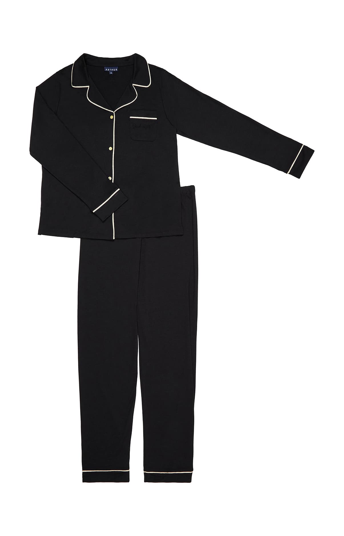 arthur-bob-tradi-pyjama-femme-noir-lyocell-coton image 3
