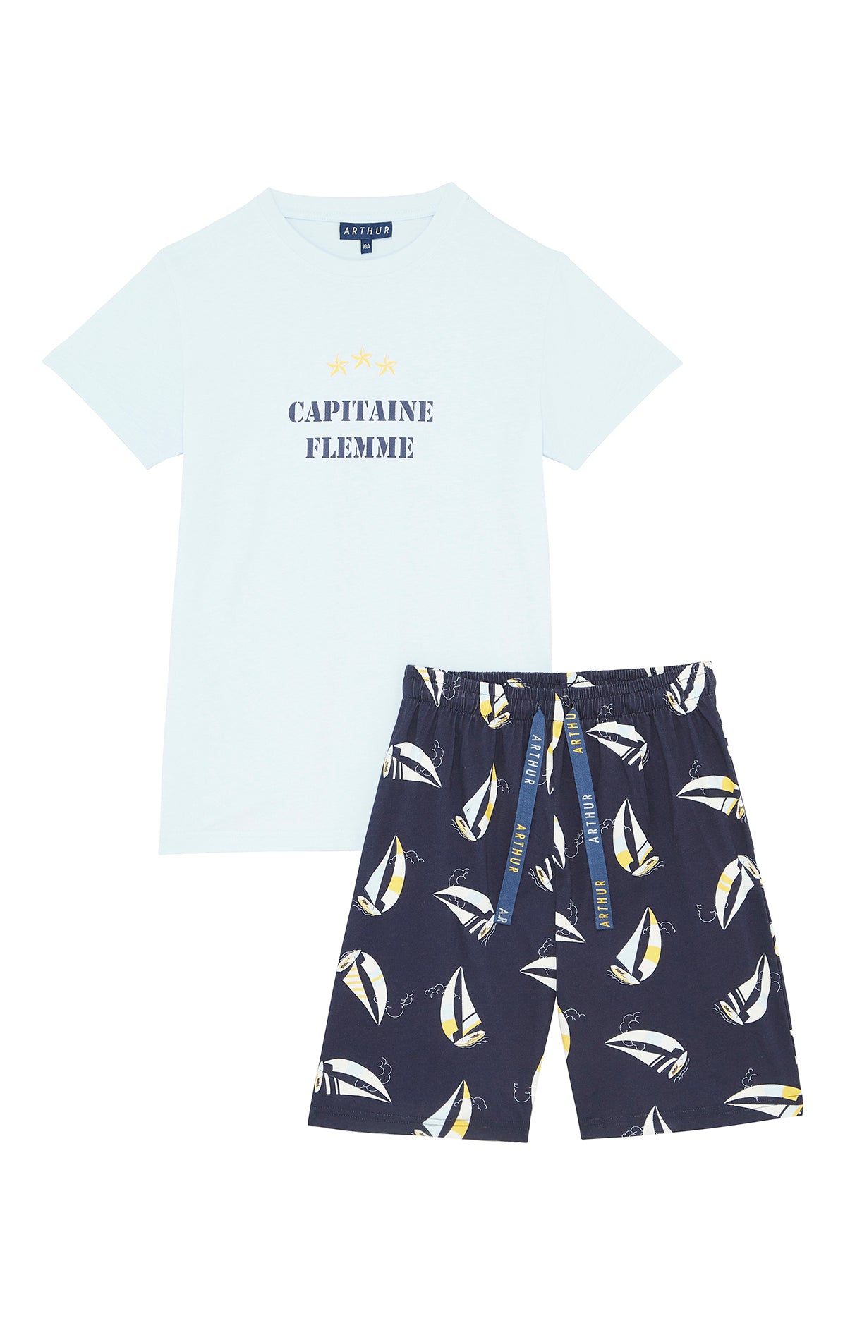 arthur-bob-capitaine-flemme-pyjashort-azur-coton-bio image 3
