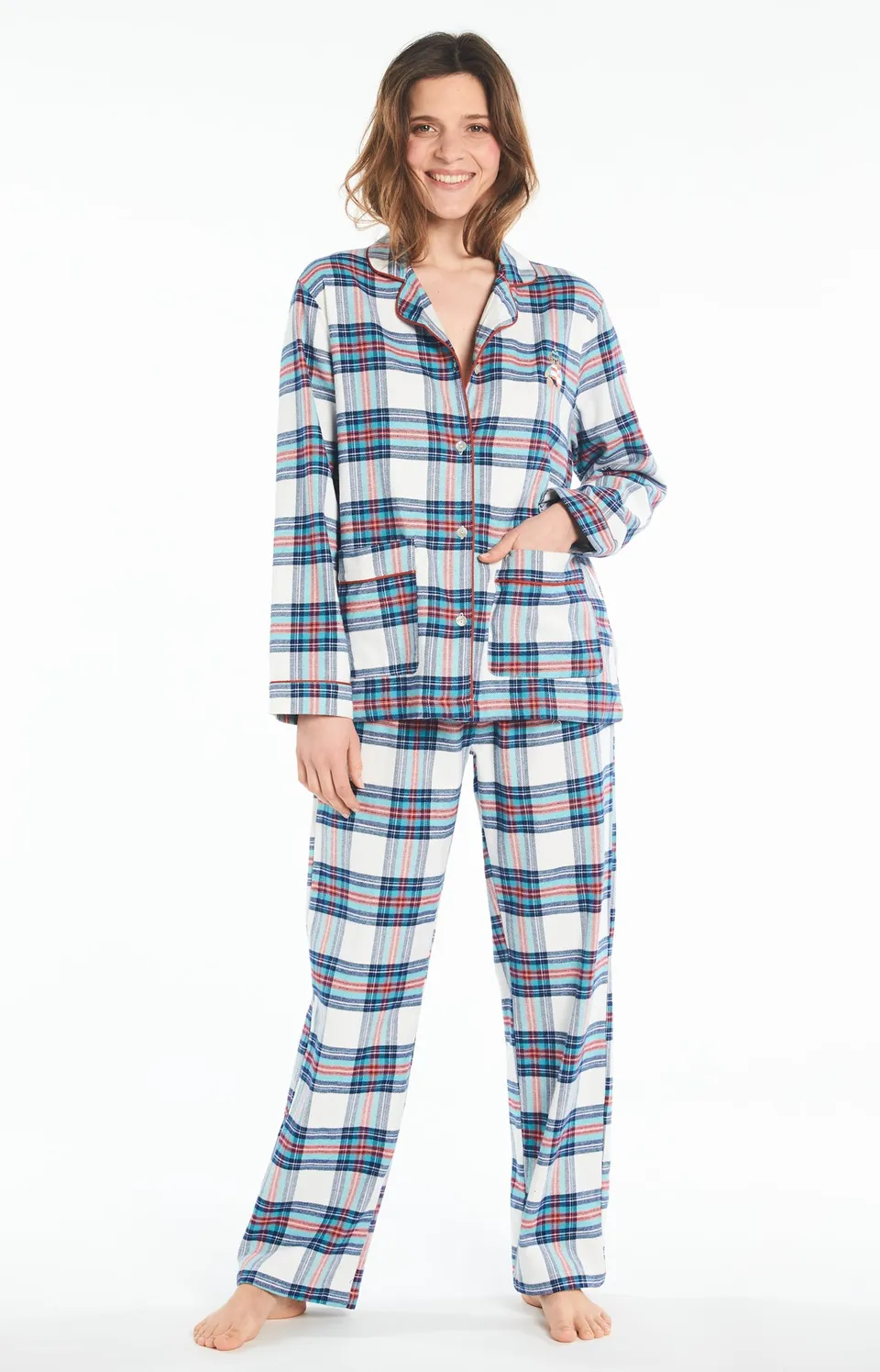 arthur-bob-pyjama-femme-logan-bleu-neige-flanelle image 1