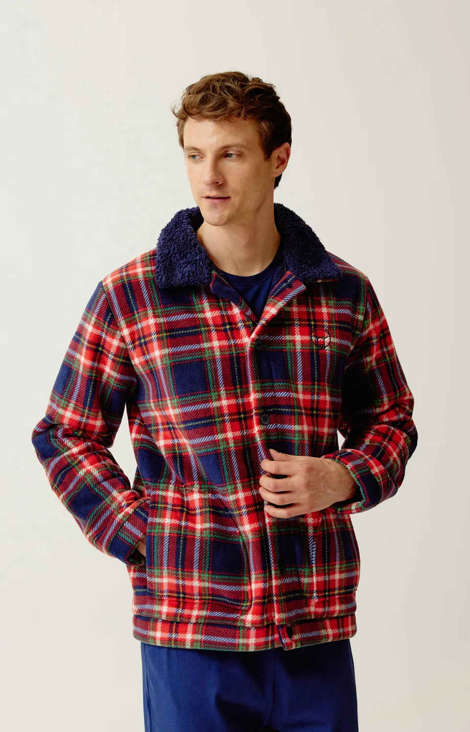 arthur-bob-veste-polaire-l-on-marine-carreaux image 1