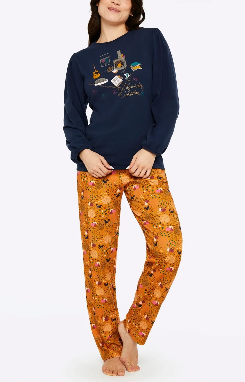 arthur-bob-pumpkin-pyjama-cognac-m-coton-bio image 1