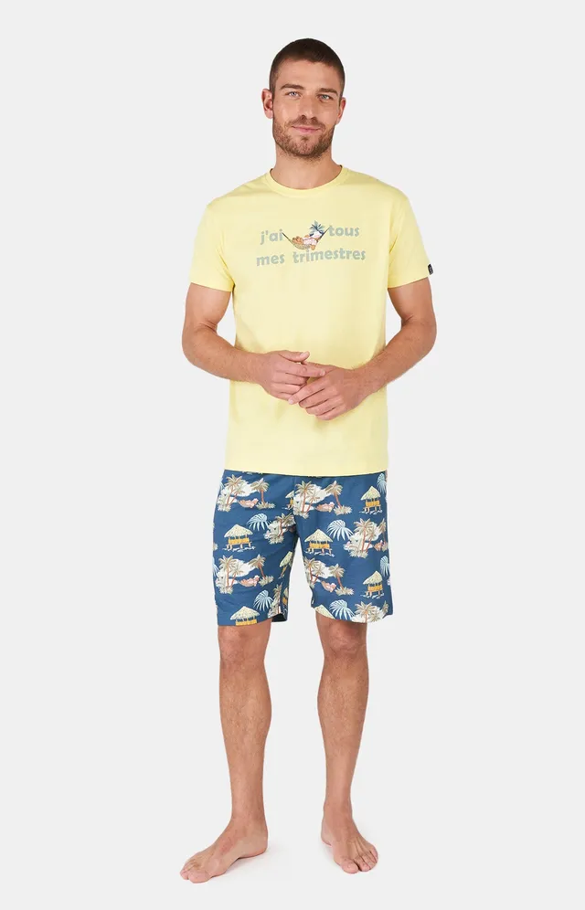 arthur-bob-pyjashort-teddy-sur-hamac-multicolore-coton-bio image 1