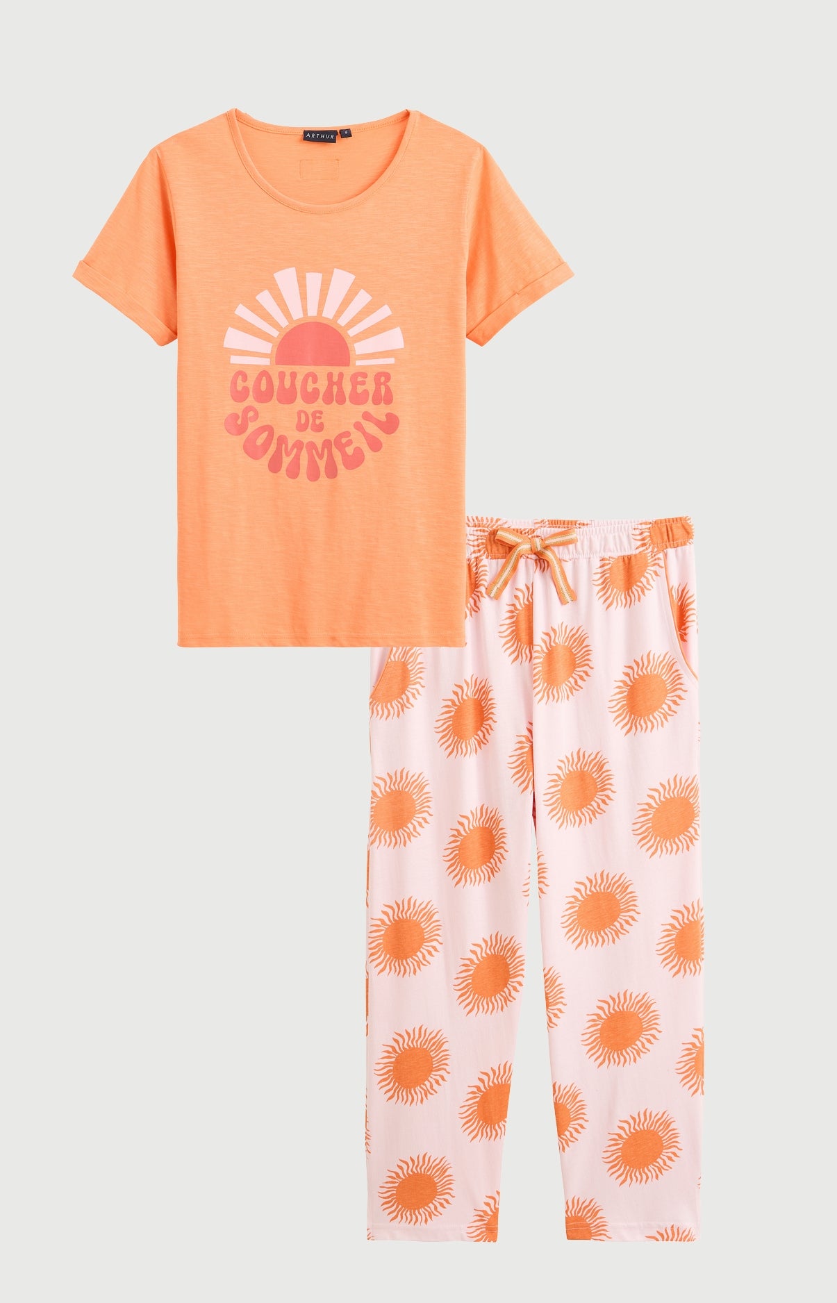 arthur-bob-coucher-de-sommeil-pyjama-abricot-coton-bio image 3