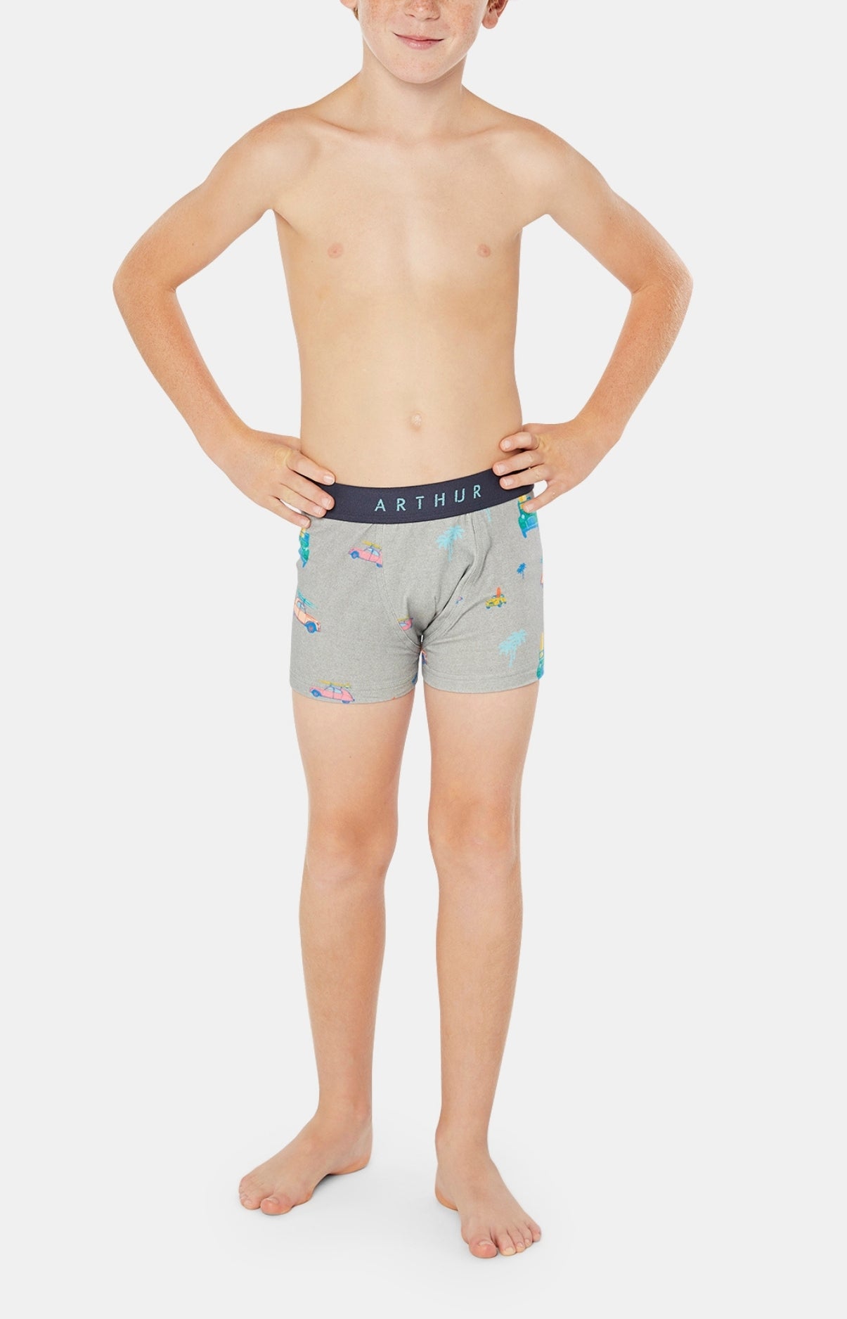arthur-bob-2cv-boxer-enfant-coton-bio-gris-6-8 image 1