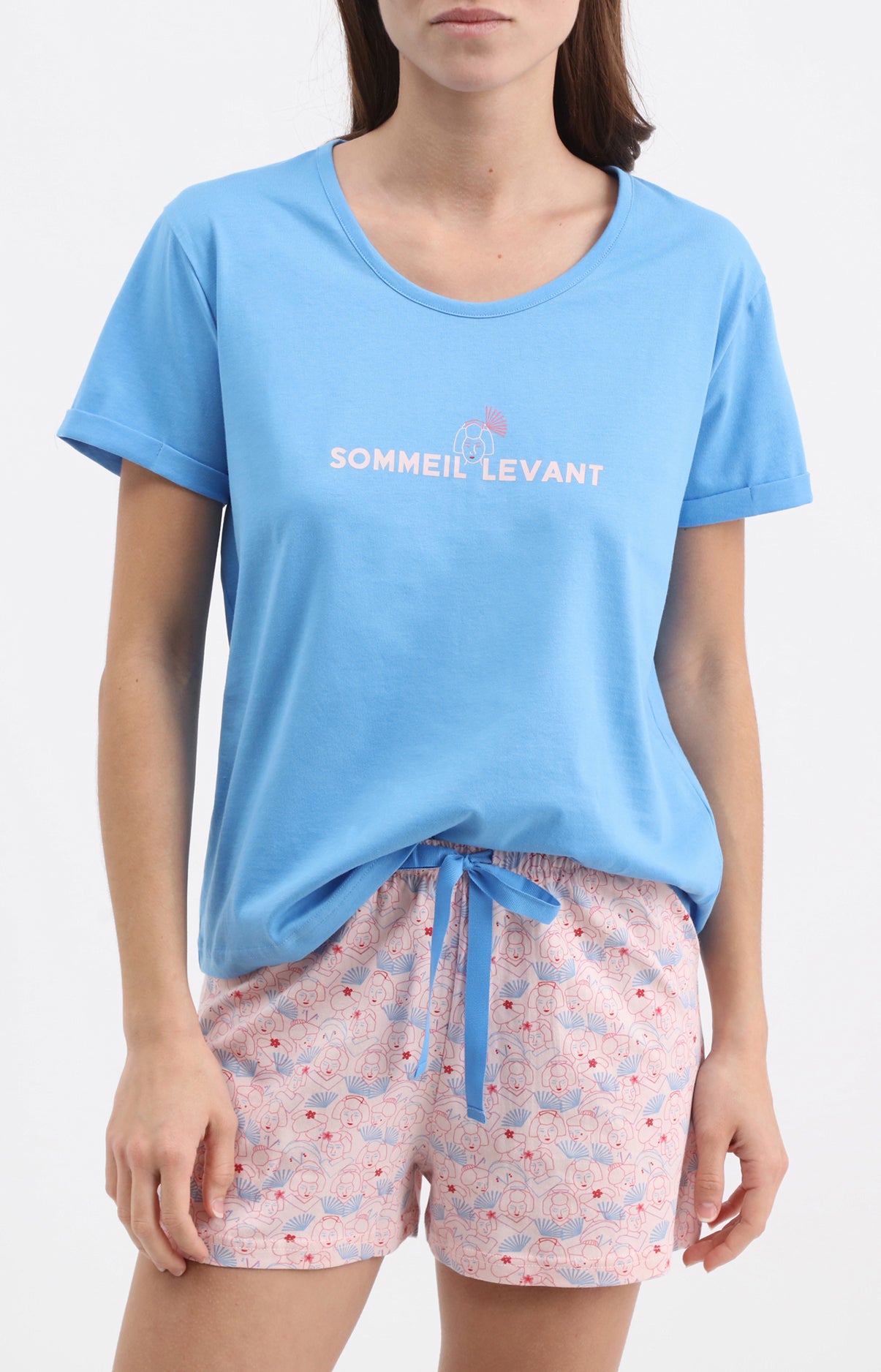 arthur-bob-pyjashort-sommeil-levant-rose-coton-femme image 1