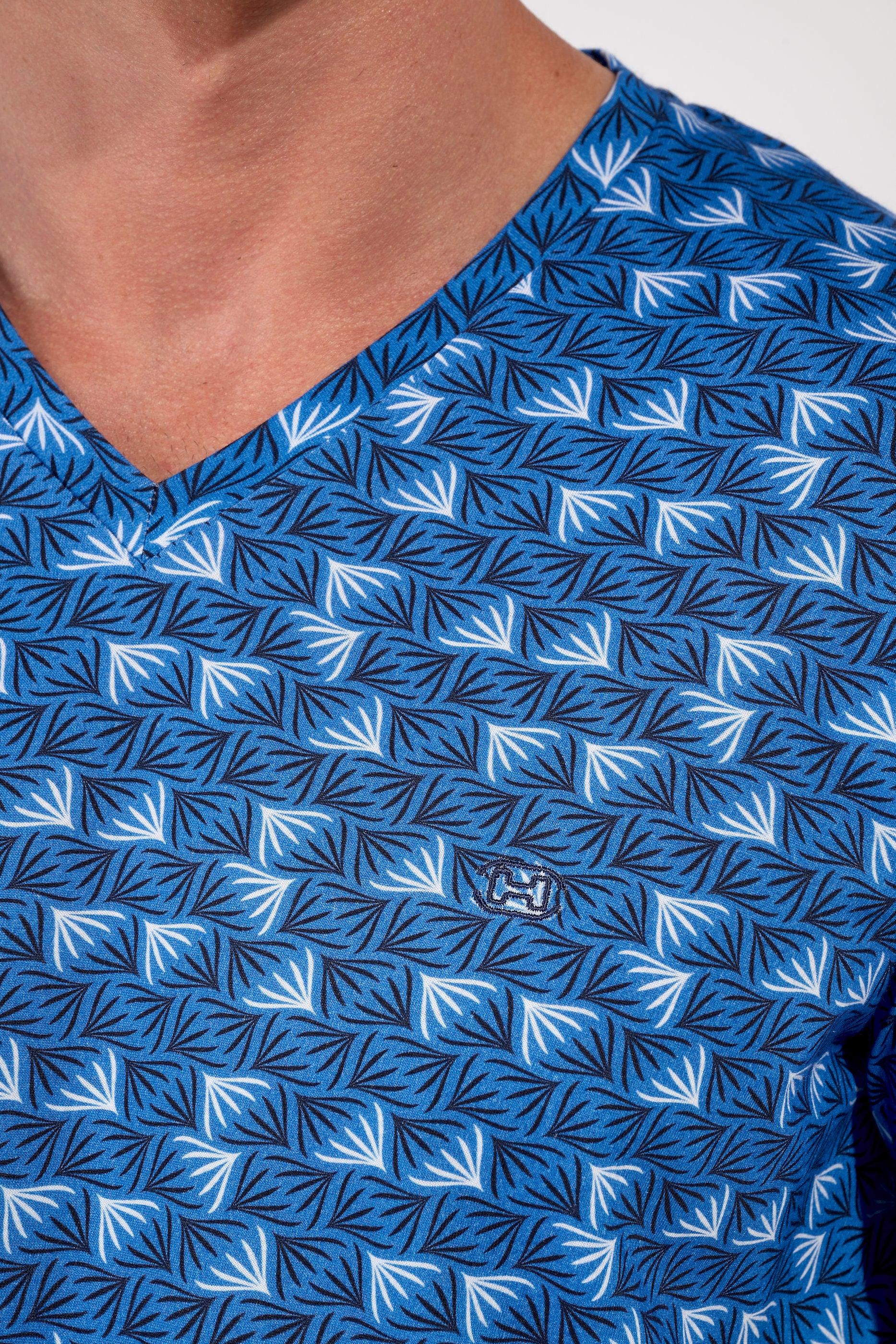 hom-modal-comfort-beachcomber-pyjama-court-imprim-bleu-coton image 4