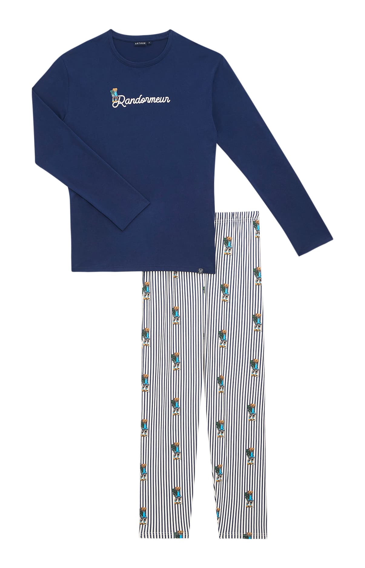 arthur-bob-randormeur-pyjama-homme-coton-bio-marine image 3