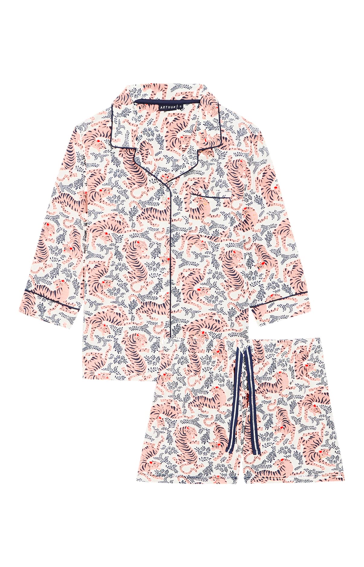 arthur-bob-tigre-pyjama-court-femme-blanc-coton-bio image 3