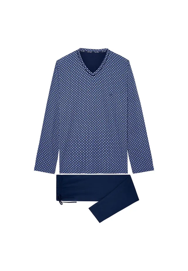 hom-hampton-pyjama-long-homme-navy-print-modal image 1